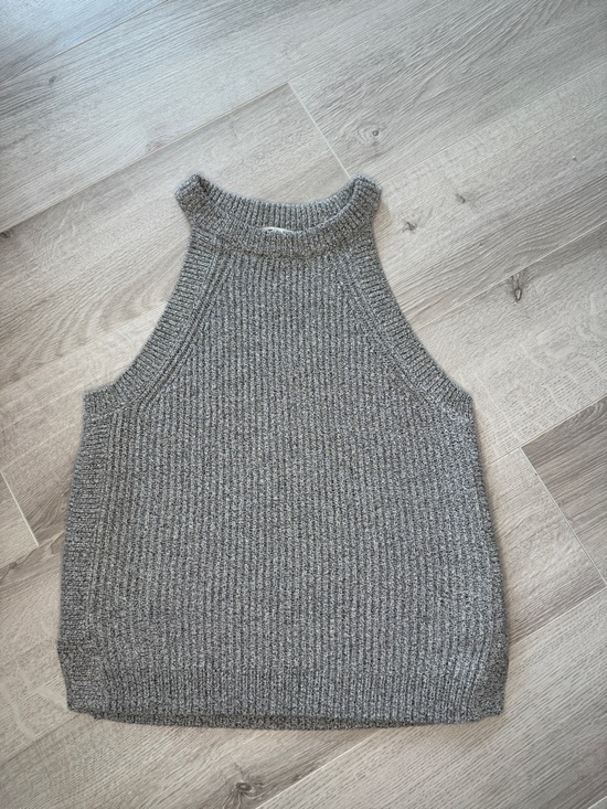 Madewell Tops - Madewell Gray Marled Ribbed Knit Mock Neck Sleeveless Sweater Tank M